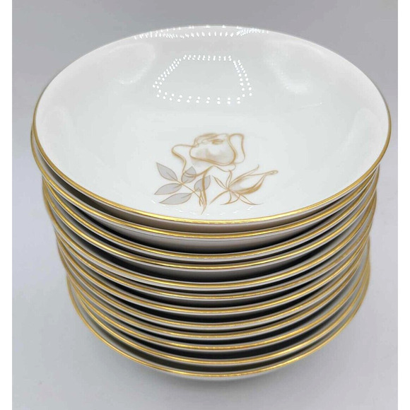 Vintage KPM Krister Germany Set of 4 Berry Bowls. Gold Rose. 5" - Picture 8 of 8